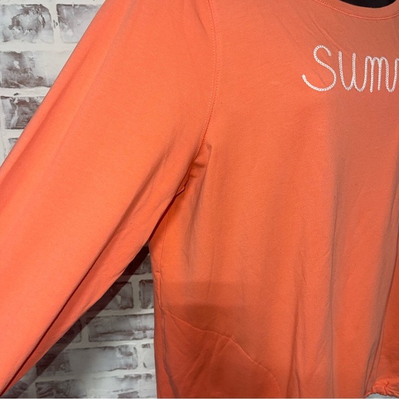 BElle Orange Sweatshirt Relaxed Fit Tie Front - Picture 5 of 6